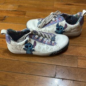 White and Purple Stitch Sneakers